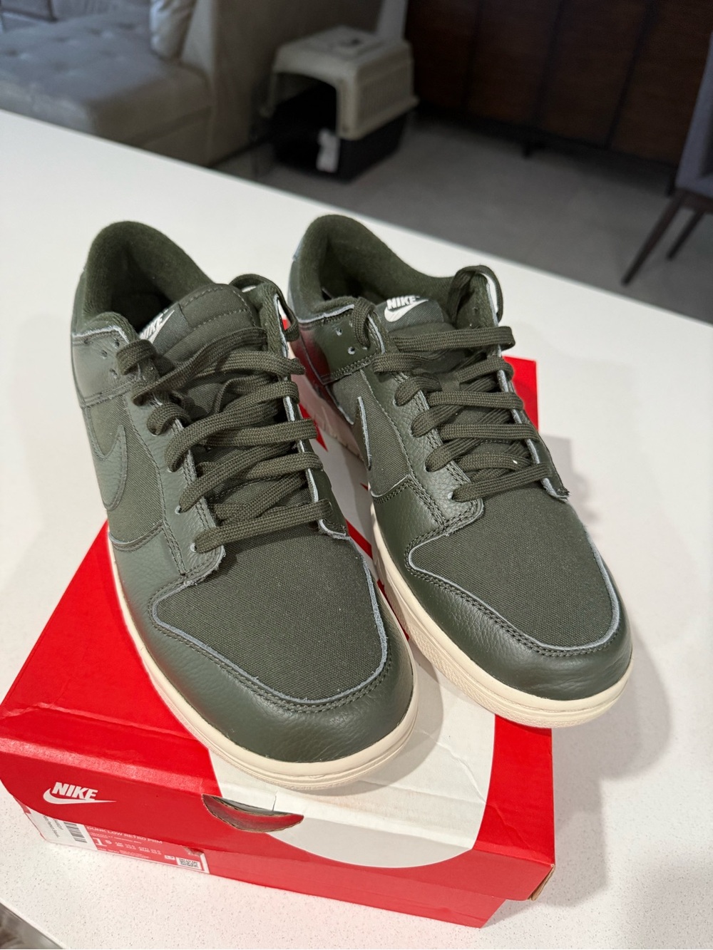 Nike Dunks Olive Green Low-Top Sneakers with Cream Sole